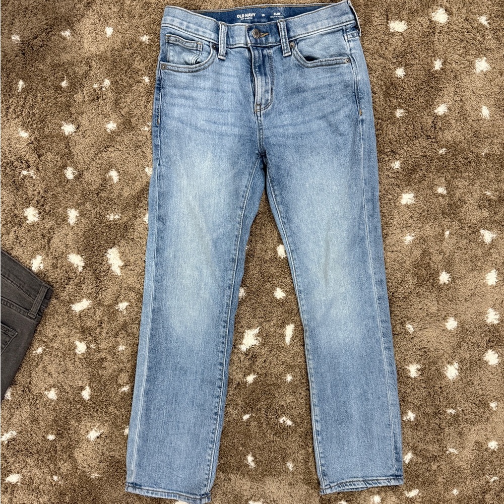 Old Navy Boys Slim Fit Jeans – Size 10, 25” Inseam, Light Wash